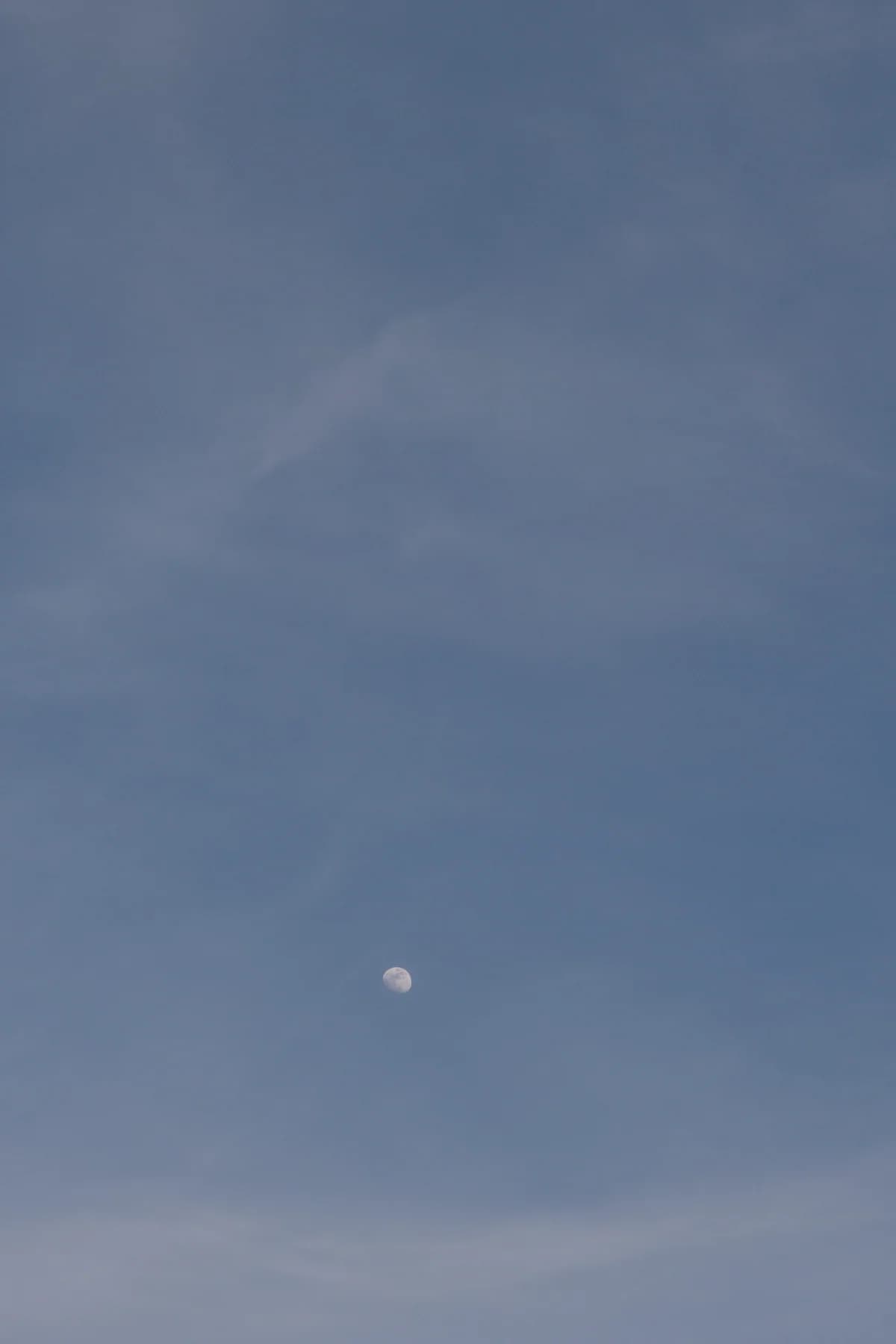 The moon in the early evening sky