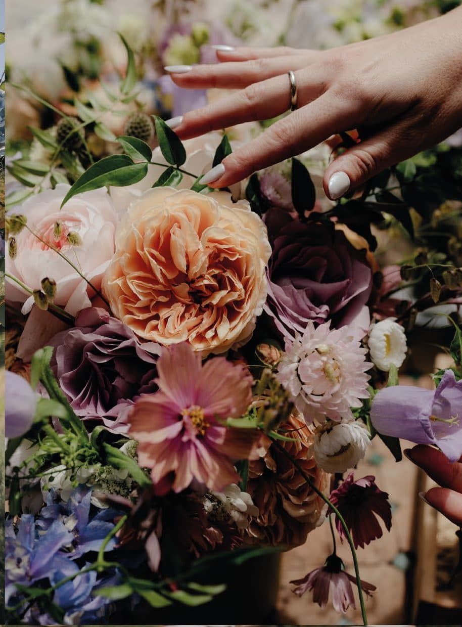 Close-up of a hand-tied bouquet
